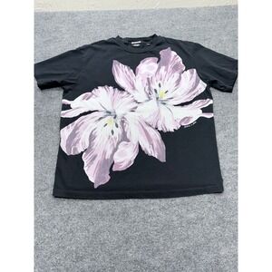 Scotch & Soda Mens Grow Wild Floral Graphic T-Shirt Black Purple Large Relaxed